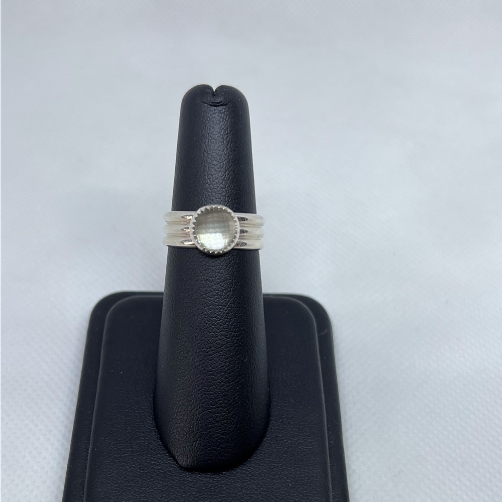 White Topaz (Rose Cut 8mm) Ring Handmade